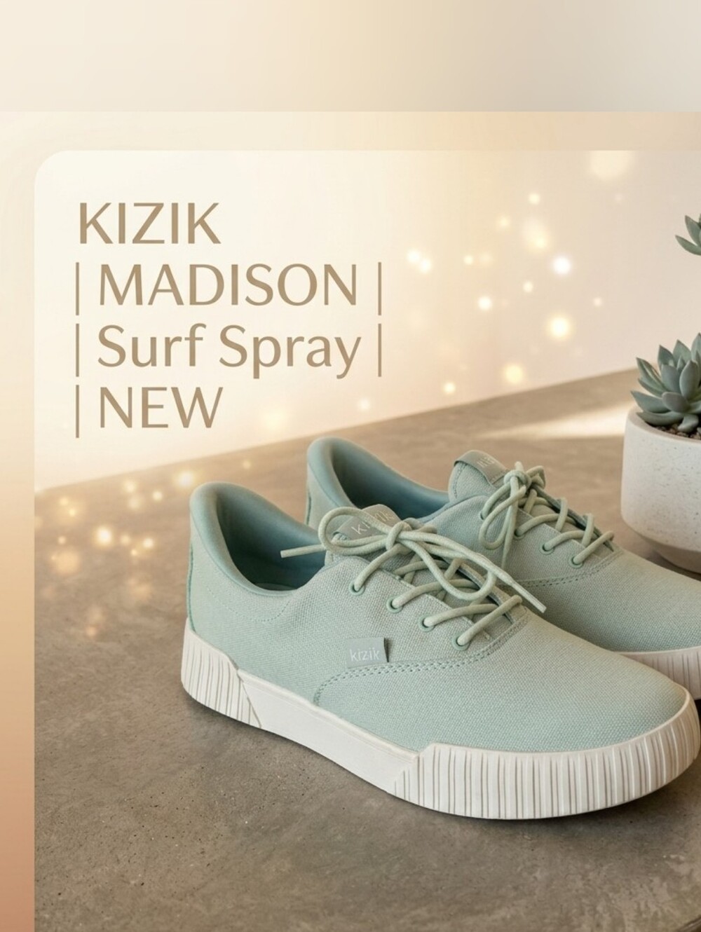 Kizik Madison Hands-Free Slip-On Sneakers Surf Spray Mint Green NWOB Size 8